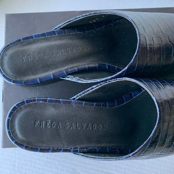 Freda Salvador Lay Croc Embossed Slip On Mules Ink - Picture 7 of 12